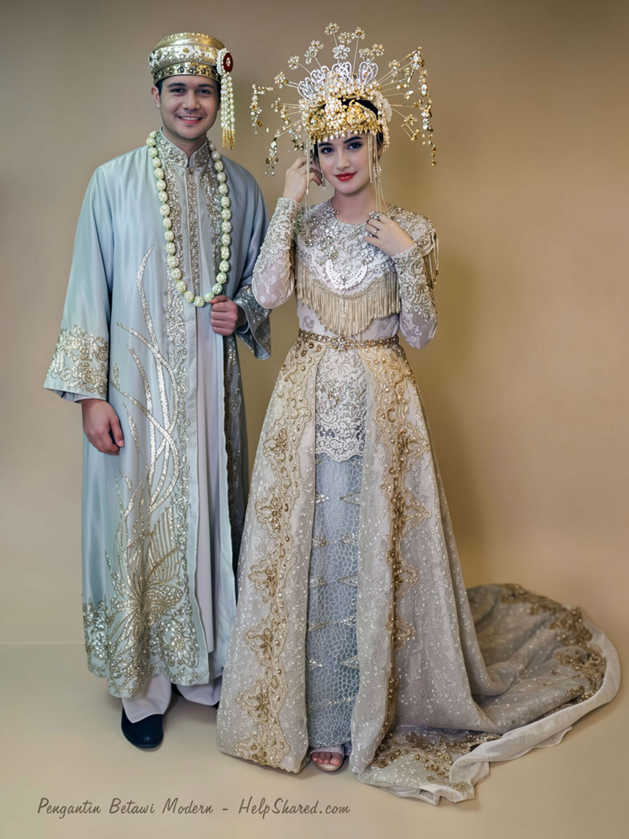 baju-adat-pengantin-betawi-modern Pakaian Adat Pengantin Betawi Modern