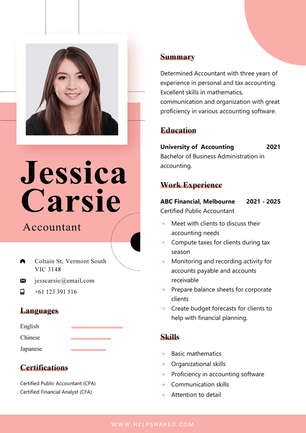 accounting resume template