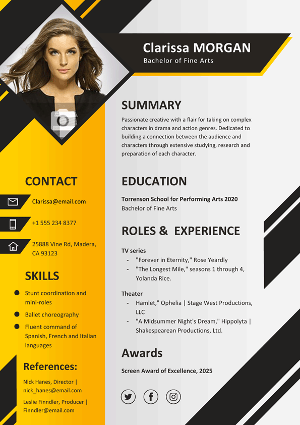 acting resume example