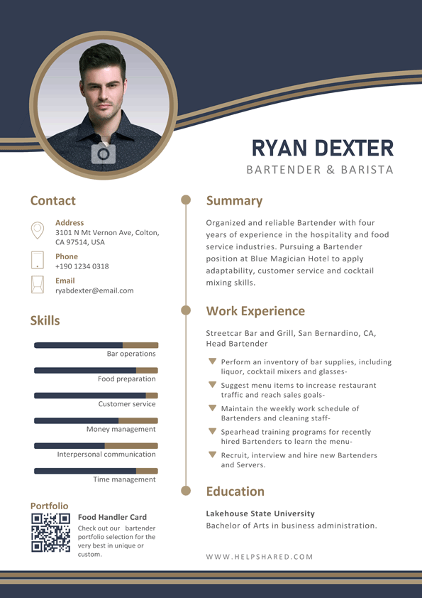 bartender resume