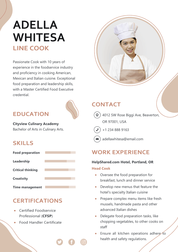 cook resume