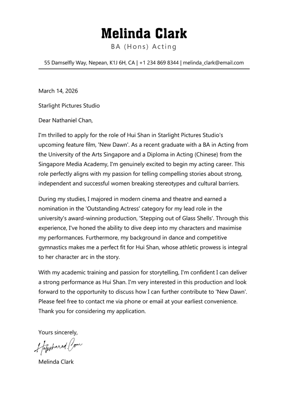 beginner cover letter