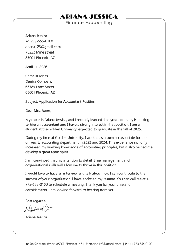college students cover letter