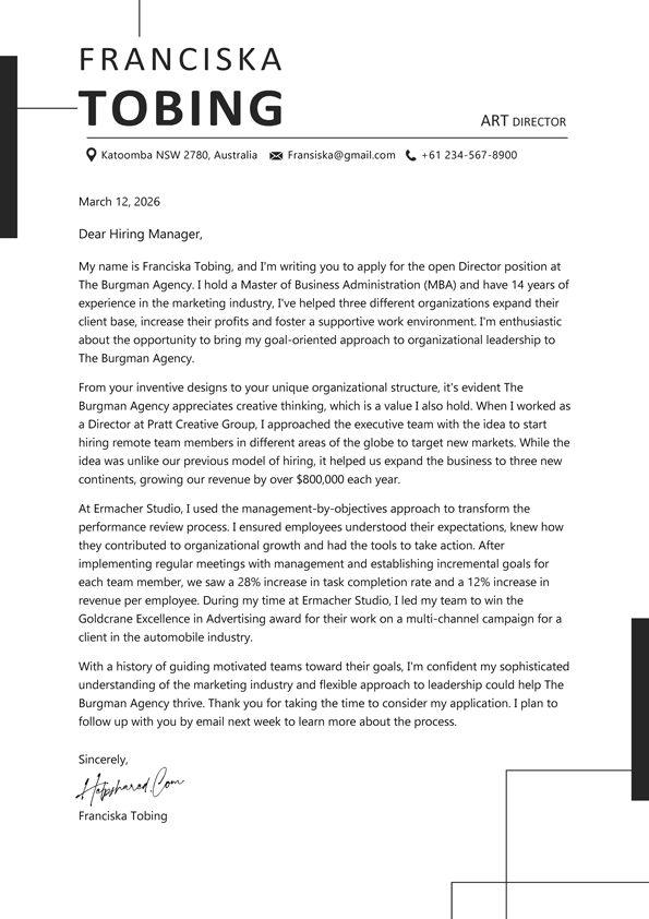 director cover letter