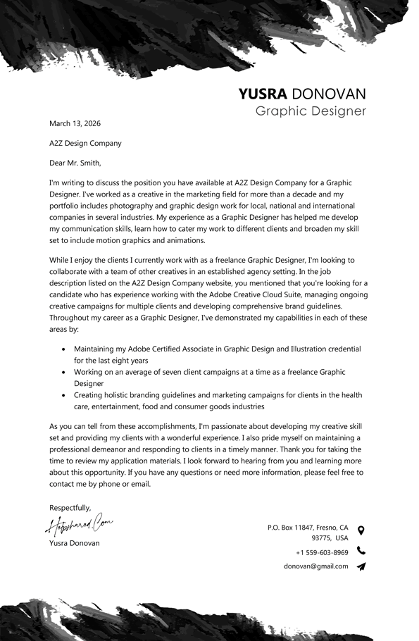 graphic designer cover letter