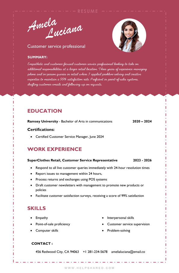 customer service resume
