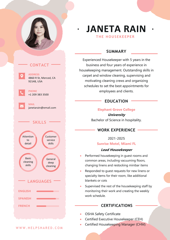 resume housekeeping