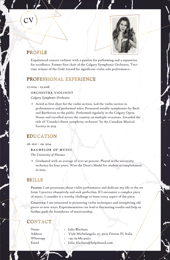 musician resume