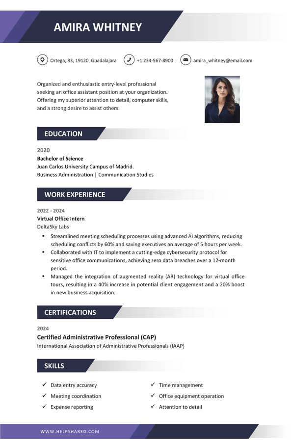 office assistant resume