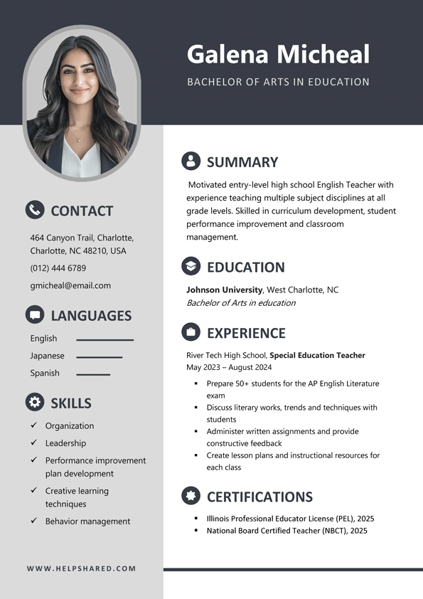 resume template teacher teaching