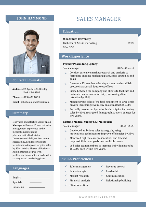 sales manager resume