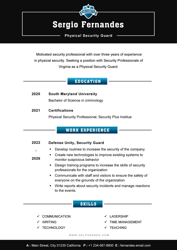 security resume